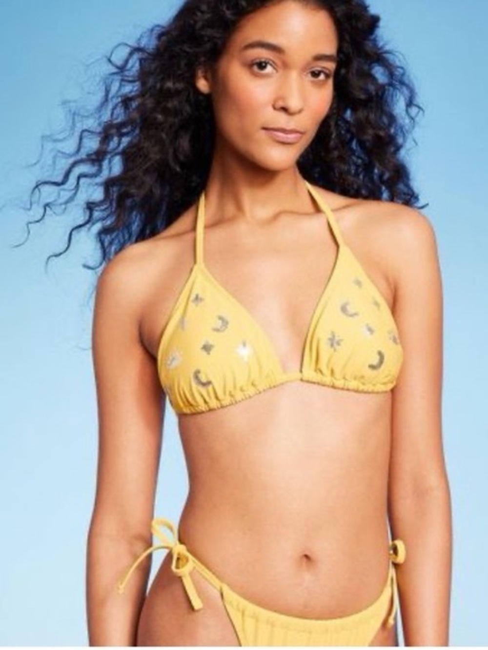 wild fable Yellow Star & Moon Embellished Triangle Bikini